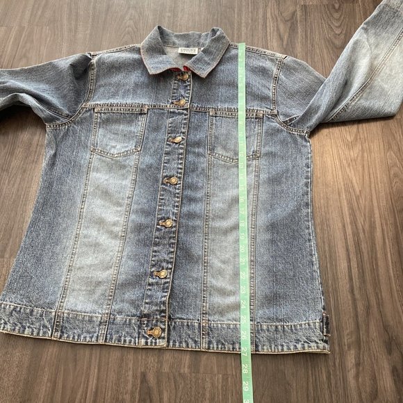 CHICO'S Design Womens Size 2 Embellished Geisha Beaded Embroidered Denim Jacket - Picture 7 of 14